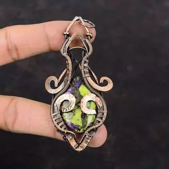 Подвеска из медного стихтита, подвеска из драгоценного камня в медной проволоке, подвеска ручной работы, подвеска из медной проволоки, ювелирное украшение в подарок для нее, подвески последнего дизайна