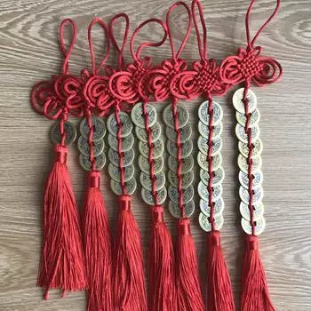 Подвеска из медной монеты с китайским узлом «Пять императоров» ручной работы 2.3cm Coin