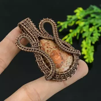 Подвеска из медной проволоки из натурального известняка в гранате, драгоценный камень, подарочная подвеска 2,25 O5T30