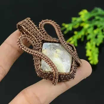 Подвеска из медной проволоки из натурального русского дендритного камня ручной работы 2 J0b65