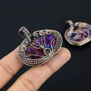 Подвеска из медной проволоки из натурального дерева жизни с мульти-лабрадоритом и драгоценным камнем, 2 дюйма u7N99