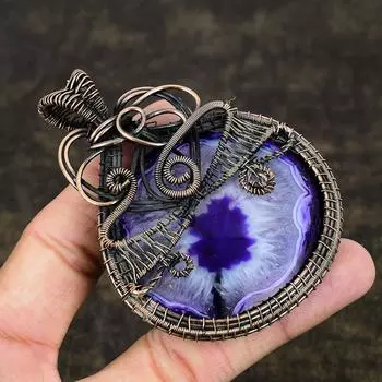 Подвеска из медной проволоки из натурального солнечного кварца ручной работы 3,31 t5Q57