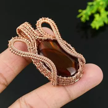 Подвеска из медной проволоки из натурального агата Монтана ручной работы 2,36 U4K04