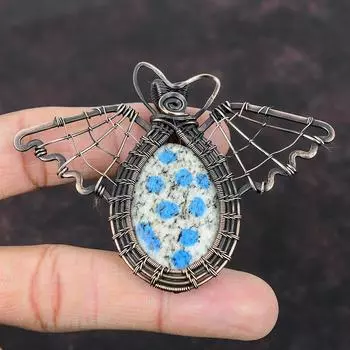 Подвеска из медной проволоки K2, подвеска из медной проволоки, подвеска с драгоценным камнем, подвеска из медной проволоки из яшмы K2, подарок для него, подвеска в виде бабочки, ювелирные изделия ручной работы