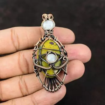 Подвеска из медной проволоки от сглаза Stichtite, радужная подвеска из лунного камня, подвеска ручной работы, подвеска из драгоценного камня от сглаза, подарок другу