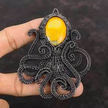 Подвеска из медной проволоки, подвеска из медной проволоки, подвеска ручной работы, медная подвеска из осьминога для женщин, ювелирные изделия из драгоценных камней в виде шмеля