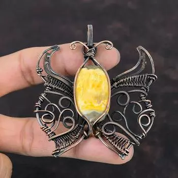 Подвеска из медной проволоки, подвеска из медной проволоки, ювелирные изделия ручной работы в виде бабочки, подвеска из натурального драгоценного камня, медная проволока, ювелирное изделие, подарок для женщин