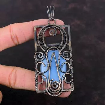 Подвеска из медной проволоки, подвеска из медной проволоки, подвеска новейшего дизайна, ювелирные изделия из драгоценных камней из ангелита, подвеска ручной работы для подарка, ювелирные изделия из медной проволоки