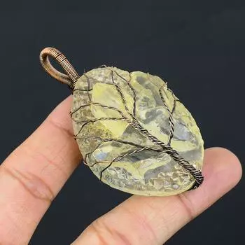 Подвеска из медной проволоки ручной работы из натурального необработанного лимонного кварца, 2,76 дюйма, s5T43