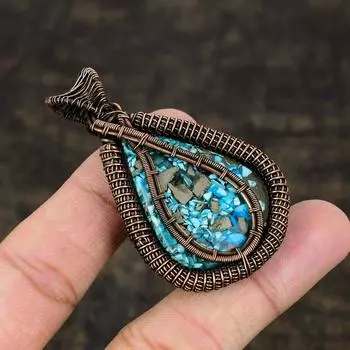 Подвеска из медной проволоки ручной работы с натуральным драгоценным камнем колючая устрица 2,40 дюйма F2Z82