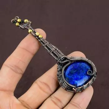 Подвеска из медной проволоки ручной работы с натуральным камнем лазурит для гитары 4,33 дюйма E4w79