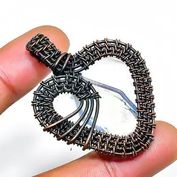 Подвеска из медной проволоки ручной работы с драгоценным камнем молочного опала 1,77 дюйма 1.77 белый