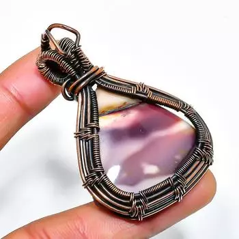 Подвеска из медной проволоки ручной работы с драгоценным камнем мукаит 1,97 дюйма 1.97 красный