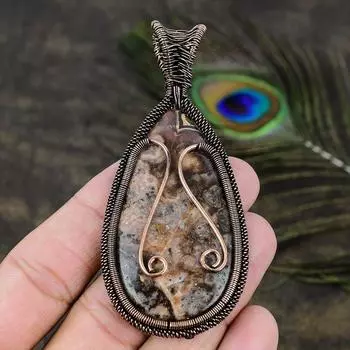 Подвеска из медной проволоки ручной работы с натуральным родохрозитом 3,43 c6Q76