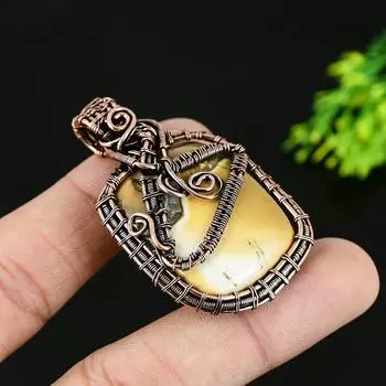 Подвеска из медной проволоки ручной работы с натуральным хромовым халцедоном 2 a0K63