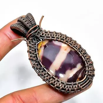 Подвеска из медной проволоки ручной работы с драгоценным камнем мукаит 2,56 дюйма 2.56 красный