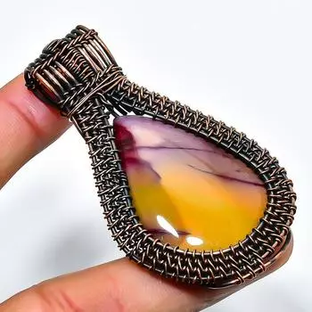 Подвеска из медной проволоки ручной работы с драгоценным камнем мукаит 2,48 дюйма 2.48 красный