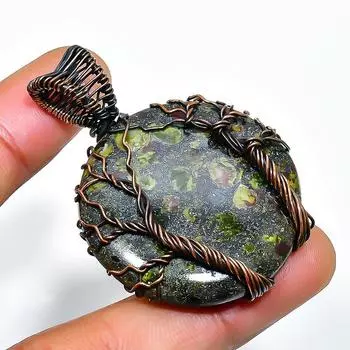 Подвеска из медной проволоки ручной работы с драгоценными камнями Gogunjula 1,97 дюйма 1.97 зелёный