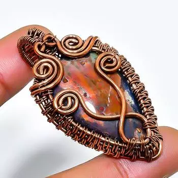 Подвеска из медной проволоки ручной работы с драгоценным камнем каммерерит 1,77 дюйма 1.77 зелёный