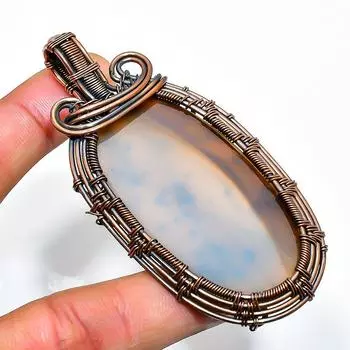 Подвеска из медной проволоки ручной работы с драгоценным камнем мукаит 2,96 дюйма 2.96 красный