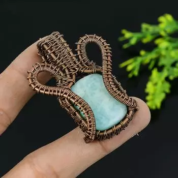 Подвеска из медной проволоки ручной работы с драгоценным камнем Natural Republic Ларимар 2 z5P83