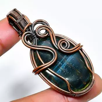 Подвеска из медной проволоки с черным тигровым глазом, ручная работа, 2,17 дюйма 2.17 чёрный