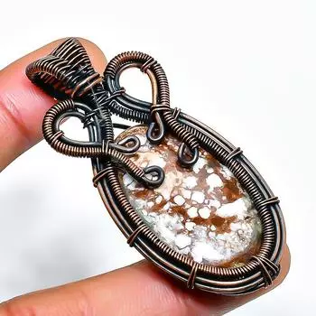 Подвеска из медной проволоки с драгоценным камнем Wild Horse, ручная работа, 2,36 дюйма 2.36 коричневый