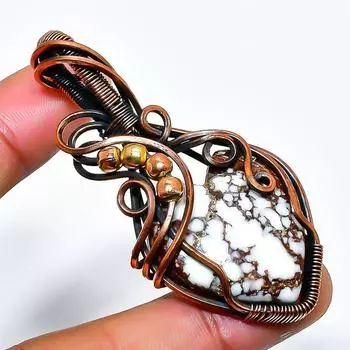 Подвеска из медной проволоки с драгоценным камнем Wild Horse, ручная работа, 2,36 дюйма 2.36 коричневый