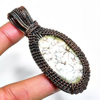 Подвеска из медной проволоки с драгоценным камнем Wild Horse, ручная работа, 2,76 дюйма 2.76 коричневый