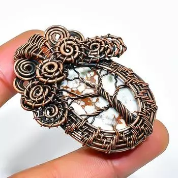 Подвеска из медной проволоки с драгоценным камнем Wild Horse, ручная работа, 1,77 дюйма 1.77 коричневый