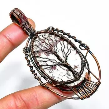 Подвеска из медной проволоки с драгоценным камнем Wild Horse, ручная работа, 2,96 дюйма 2.96 коричневый