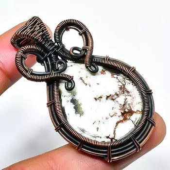 Подвеска из медной проволоки с драгоценным камнем Wild Horse, ручная работа, 2,17 дюйма 2.17 коричневый