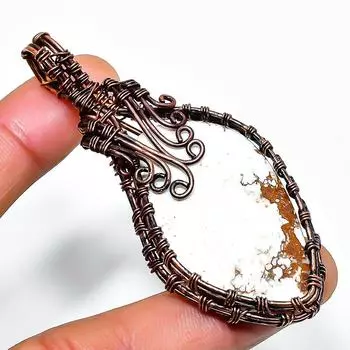 Подвеска из медной проволоки с драгоценным камнем Wild Horse, ручная работа, 2,76 дюйма 2.76 коричневый