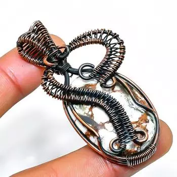 Подвеска из медной проволоки с драгоценным камнем Wild Horse, ручная работа, 2,17 дюйма 2.17 коричневый