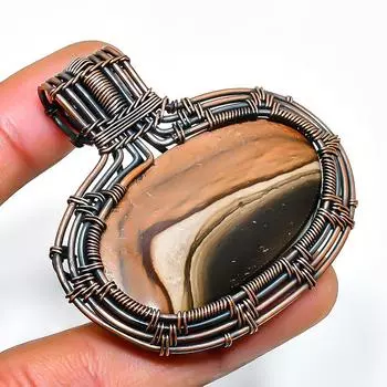 Подвеска из медной проволоки с драгоценным камнем-яшмой, 1,97 дюйма 1.97 жёлтый