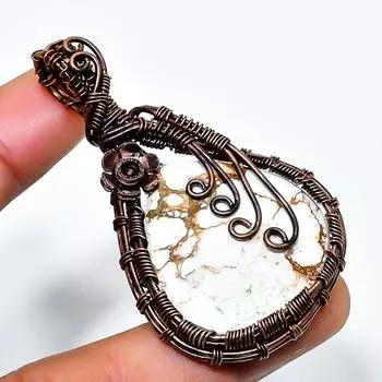 Подвеска из медной проволоки с драгоценным камнем Wild Horse, ручная работа, 2,17 дюйма 2.17 коричневый