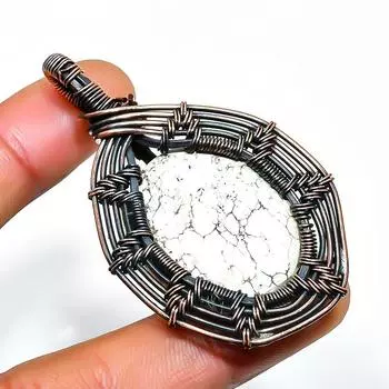 Подвеска из медной проволоки с драгоценным камнем Wild Horse, ручная работа, 2,36 дюйма 2.36 коричневый