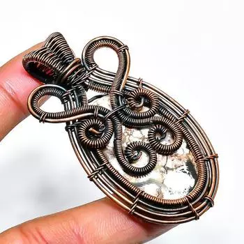 Подвеска из медной проволоки с драгоценным камнем Wild Horse, ручная работа, 2,48 дюйма 2.48 коричневый