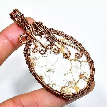 Подвеска из медной проволоки с драгоценным камнем Wild Horse, ручная работа, 2,76 дюйма 2.76 коричневый