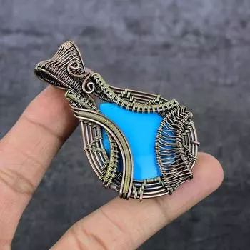 Подвеска из медной проволоки с натуральной спящей бирюзой, подарочная ювелирная подвеска 2,80 дюйма L3s07