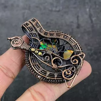 Подвеска из медной проволоки с натуральным двухцветным турмалином, подарочная ювелирная подвеска 2,76 дюйма b3G57