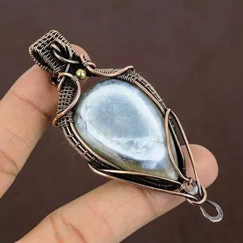 Подвеска из медной проволоки с натуральным опалом Owyhee ручной работы, 2,25 дюйма, d3D64