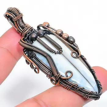 Подвеска из медной проволоки с натуральным опалом Owyhee ручной работы, 2,92 дюйма, U0j66