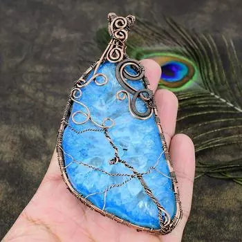 Подвеска из медной проволоки с натуральным водным солнечным светом и драгоценным камнем ручной работы 5,12 I2D76