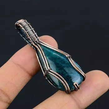 Подвеска из медной проволоки с натуральным деревом жизни, зеленый лабрадорит, 2,4 дюйма, D1i06