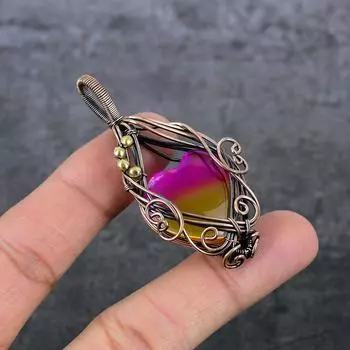 Подвеска из медной проволоки с натуральным двухцветным турмалином, подарочная ювелирная подвеска 2,56 дюйма n0B74