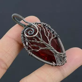 Подвеска из медной проволоки с природным древом жизни, мозамбикский гранат, 2,32 дюйма, o5s18