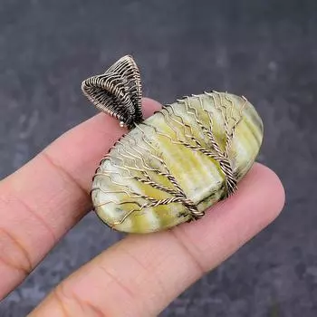 Подвеска из медной проволоки с яшмой из натурального шмеля, Древо жизни, 1,65 дюйма, z6L99