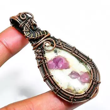 Подвеска из медной проволоки с розовым турмалином и драгоценным камнем 2,56 дюйма 2.56 розовый