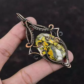 Подвеска из медной яшмы шмеля, подвеска из медной проволоки, подвеска из драгоценного камня, этнические украшения, подвеска ручной работы для подарка, изящные медные украшения